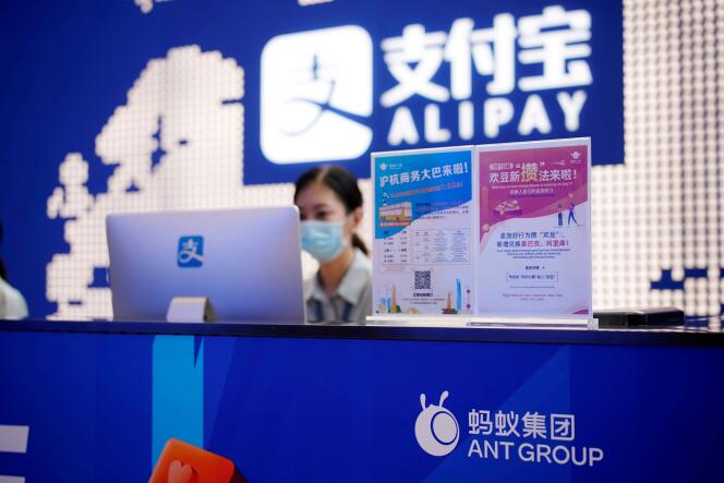 Bureaux d’Alipay, propriété d’Ant Group, filiale du géant chinois du commerce électronique Alibaba, à Shanghaï, en Chine, le 14 septembre.