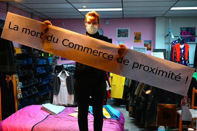 Mouvement de protestation des commerçants dits « non essentiels ». Ici, le 31 octobre à Blotzheim dans le Haut-Rhin.