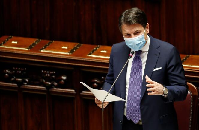 Giuseppe Conte, entonces jefe del gobierno italiano, aquí en la Cámara de Diputados en noviembre de 2020.