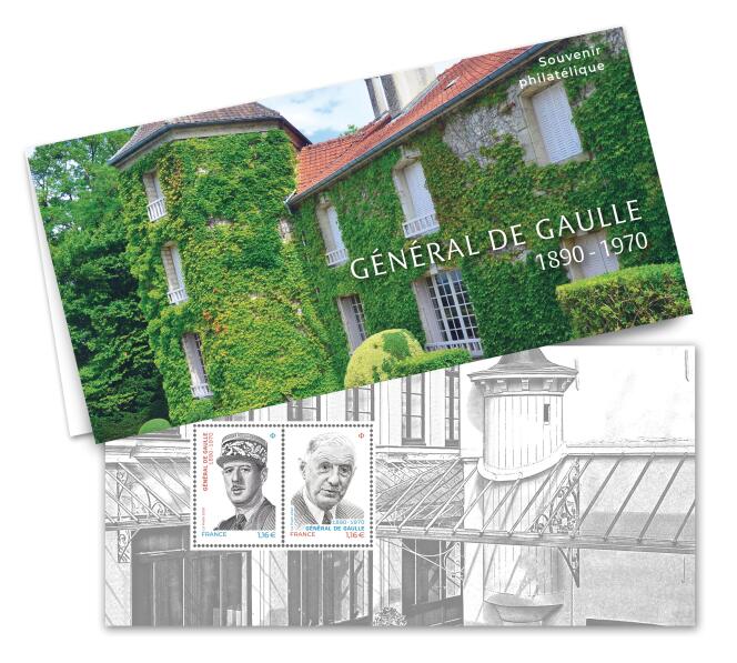 Souvenir philatélique à paraître le 9 novembre pour le 130e anniversaire de la naissance du général de Gaulle, le 50e anniversaire de sa disparition et les 80 ans de l’appel du 18 juin. Prix de vente: 6,50 euros. Tirage: 30000 exemplaires.