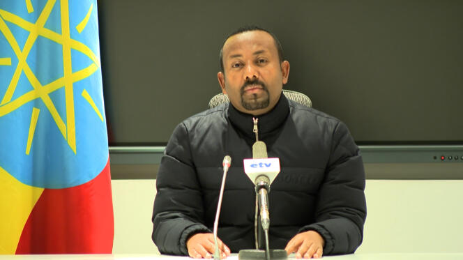 Le premier ministre éthiopien Abiy Ahmed ordonne une réponse militaire après une attaque, sur la télévision publique éthiopienne, le 4 novembre.