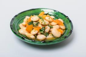 La salade de haricots à la poutargue.