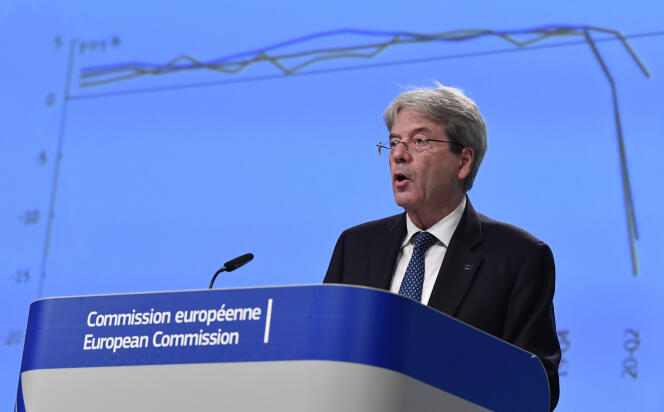 Le commissaire européen à l’économie, Paolo Gentiloni, lors d’une conférence de presse à Bruxelles, le 5 novembre 2020.