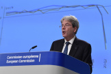 Le commissaire européen à l’économie, Paolo Gentiloni, lors d’une conférence de presse à Bruxelles, le 5 novembre 2020.