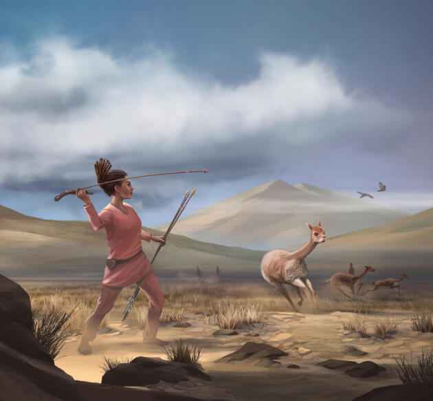 Image d’artiste d’une scène de chasse à la vigogne, dans les Andes, il y a 9000 ans.