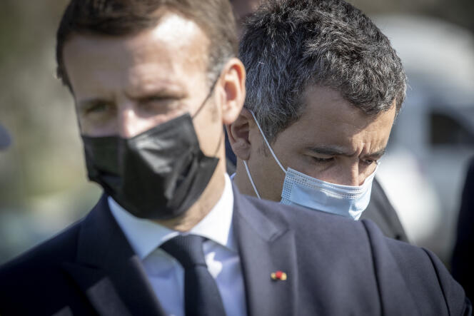 Emmanuel Macron, président de la République, et Gérald Darmanin, ministre de l’intérieur, le 5 novembre.