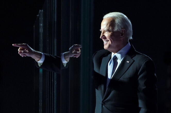 Le président élu Joe Biden, lors de son discours à la nation, à Wilmington (Delaware), le 7 novembre.