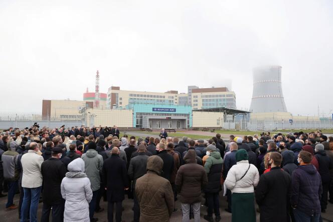 Discours du président biélorusse devant une usine nucléaire, près de Astravets, le 7 novembre.