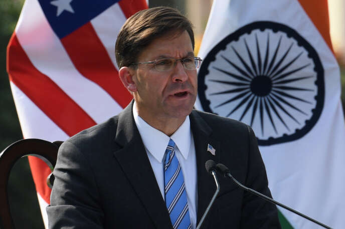 Le secrétaire américain à la Défense Mark Esper à New Delhi le 27 octobre.