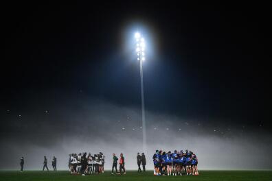 France's players attend a training session on November 11, 2020 in Marcoussis, southern Paris, five days ahead of the friendly rugby union match between France and Fidji. / AFP / Anne-Christine POUJOULAT 
