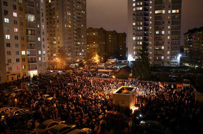 Rassemblement en hommage au manifestant Roman Bandarenka, le 12 novembre à Minsk.
