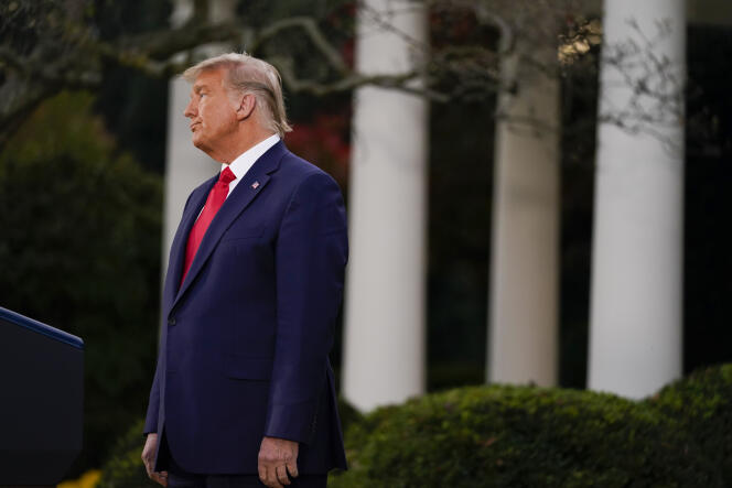 Le président Donald Trump assiste à un événement sur l’opération Warp Speed, dans la roseraie de la Maison Blanche, à Washington, le 13 novembre.