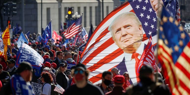 Supporters of U.S. President Donald Trump participate in a 