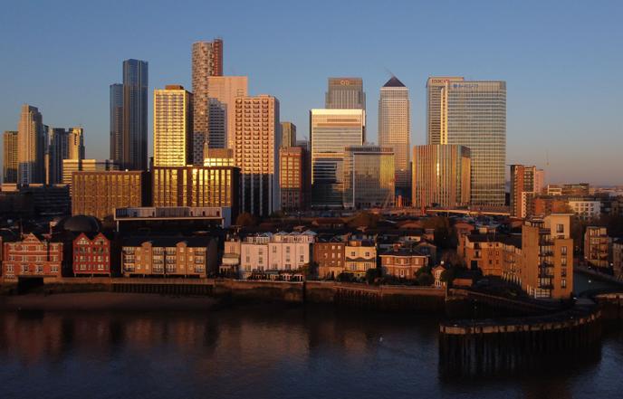 Vue du quartier d’affaires de Londres, le 4 novembre 2020.