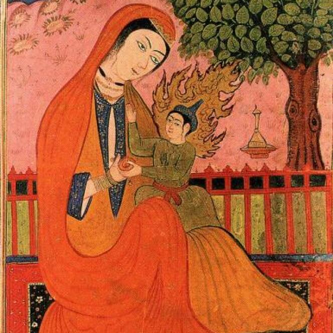 Marie et son fils Jésus, miniature persane.
