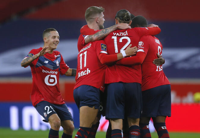 La joie des Lillois lors de leur large victoire (4-0) face à Lorient.