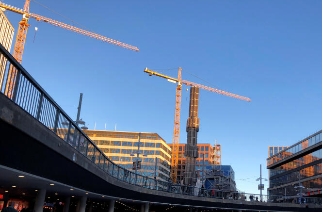 Des bâtiments en construction à Stockholm, en décembre 2019.