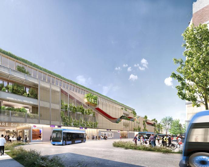 Vue d’artiste du projet de rénovation de la gare du Nord, à Paris.