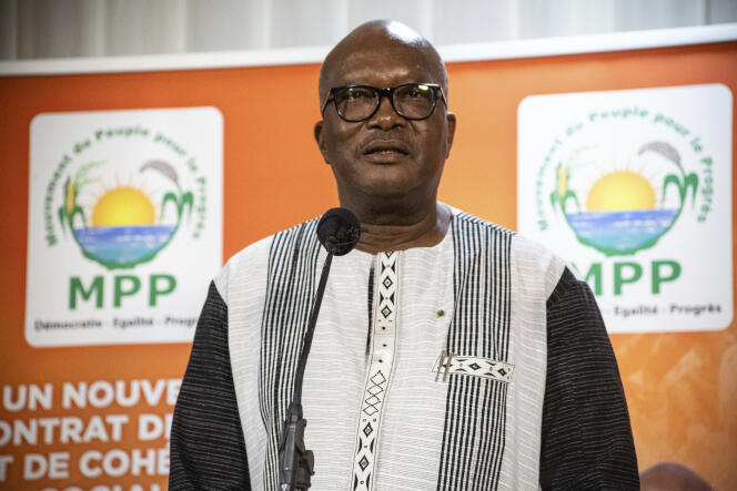 Le président du Burkina Faso, Roch Marc Christian Kaboré, à l’annonce des résultats, le 26 novembre à Ouagadougou (Burkina Faso).