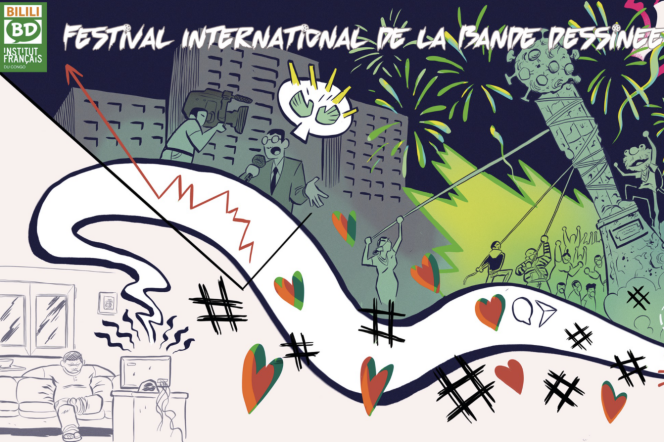 L’affiche du festival de bande dessinée Bilili à Brazzaville, au Congo, conçue par l’artiste sénégalais Juni Ba.