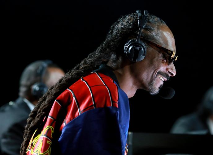 Snoop Dogg comments on the boxing match between Mike Tyson and Roy Jones Jr., Saturday, November 28, 2020, in Los Angeles.