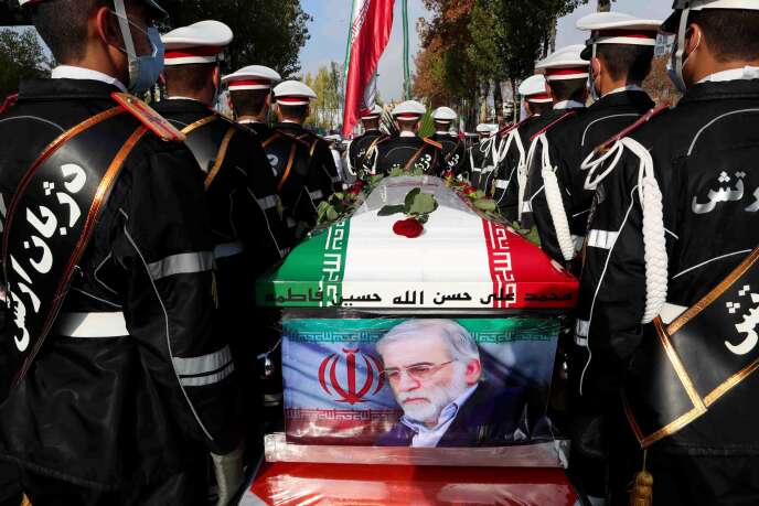 During the funeral of Mohsen Fakhrizadeh, a key figure in the Iranian nuclear program, on November 30 in Tehran (photo sent by Iranian Ministry of Defense).