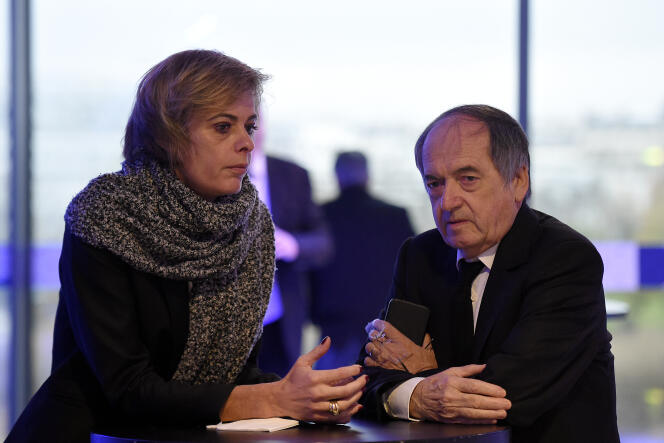 Florence Hardouin, la directrice générale de la Fédération française de football, et Noël Le Graët, le présisident (ici en 2015).