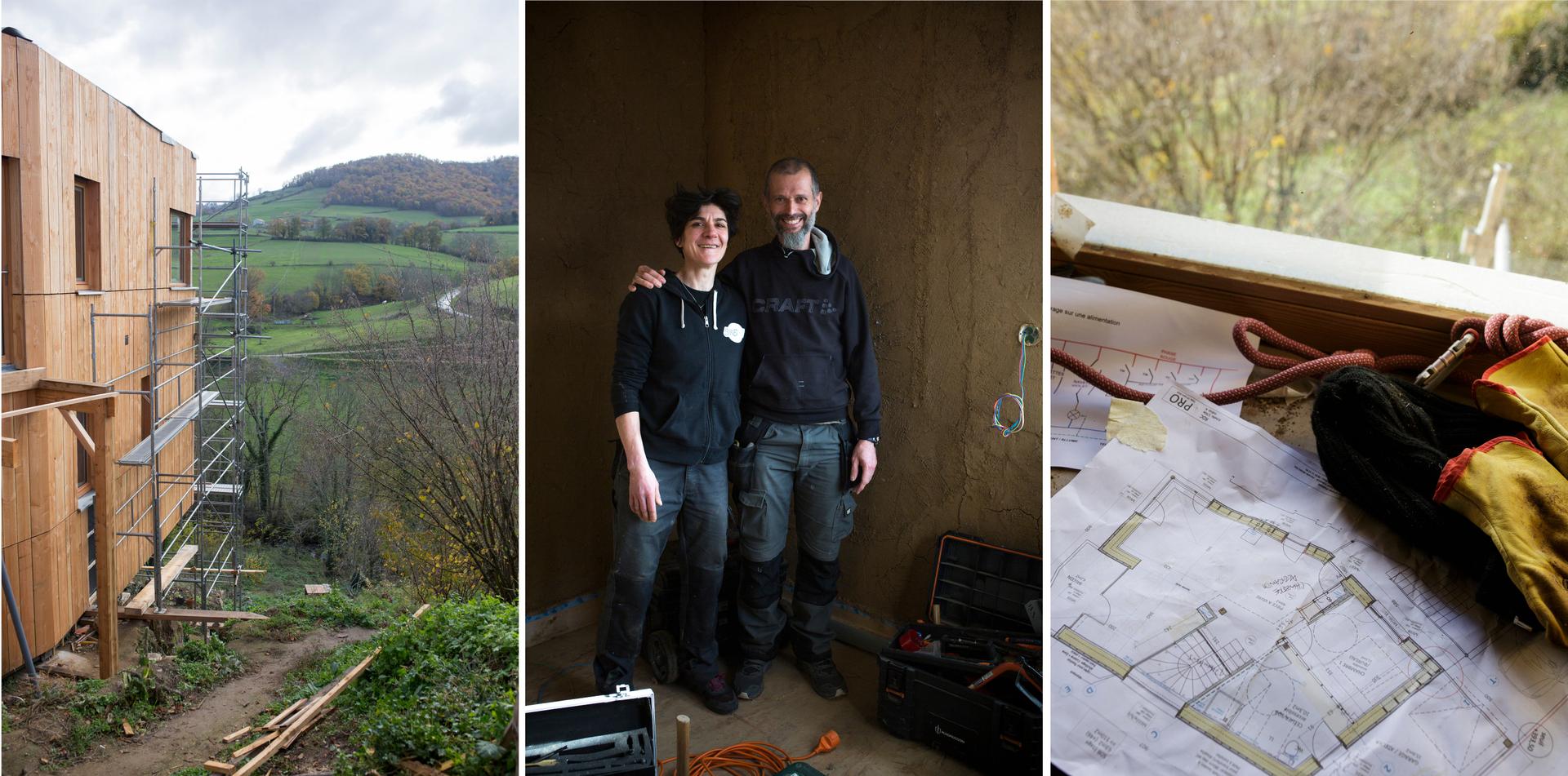 Cécile et Stéphane construisent eux-mêmes leur maison à ossature bois à Saint-Forgeux, dans le Rhône.