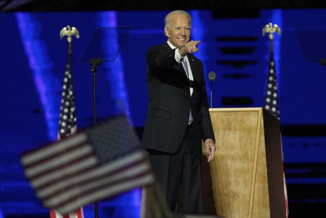 Le président américain Joe Biden après son élection, à Wilmington, Delaware, le 7 novembre 2020.
