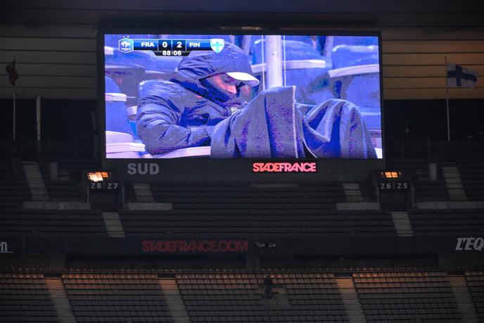 Non totalement remis d’une blessure à la cuisse, Kylian Mbappé avait été contraint de regarder depuis les tribunes le match amical entre la France et la Finlande, le 11 novembre 2020.