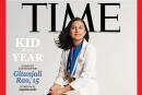 This undated photo provided by Time Magazine shows the cover of its Dec. 14, 2020 issue, featuring a 15-year-old Colorado high school student and young scientist who has been named the magazine's first-ever "Kid of the Year." Gitanjali Rao has used artificial intelligence and created apps to tackle contaminated drinking water, cyberbullying, opioid addiction and other social problems. Rao is a sophomore at STEM School Highlands Ranch in suburban Denver and was selected from more than 5,000 nominees. The process culminated with a finalists' committee of children, Time for Kids reporters and comedian Trevor Noah. Time says it wanted to recognize the rising leaders of America's youngest generation in announcing the award. (Sharif Hamza for TIME via AP)
