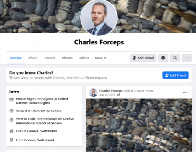 L’image du profil de ce prétendu « Charles Forceps » sur Facebook est en fait celle d’un dirigeant de la BBC.
