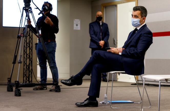 Le ministre de l’intérieur, Gérald Darmanin, lors d’une conférence de presse du gouvernement sur la crise sanitaire, à Paris, le 10 décembre.