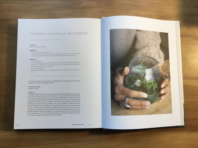 Visuel du livre « Alchimie végétale », avec la recette « inhalation aromatique des bergères ».