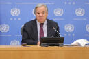 United Nations, New York, USA, November 20, 2020 - Secretary-General Antonio Guterres (seated) briefs reporters on his participati on this weekend in the G20 Summit today at the UN Headquarters in New York. Photo: Luiz Rampelotto/EuropaNewswire PHO [...] Utilisation éditoriale uniquement, nous contacter pour toute autre utilisation
