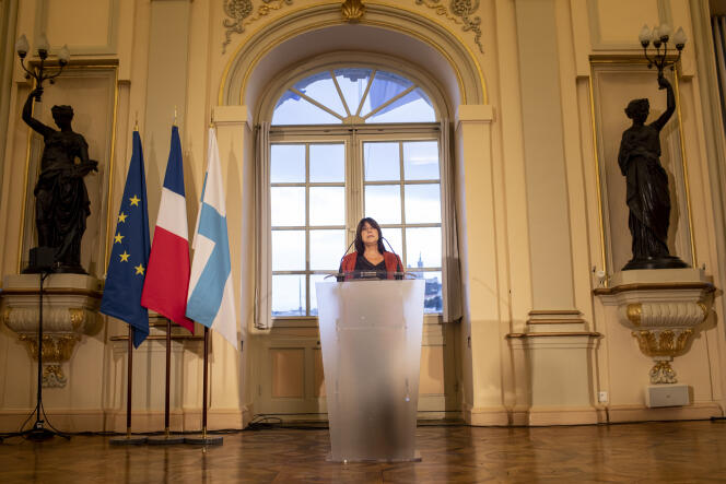 Michèle Rubirola lors de l’annonce de sa démission, à la mairie de Marseille, le 15 décembre.