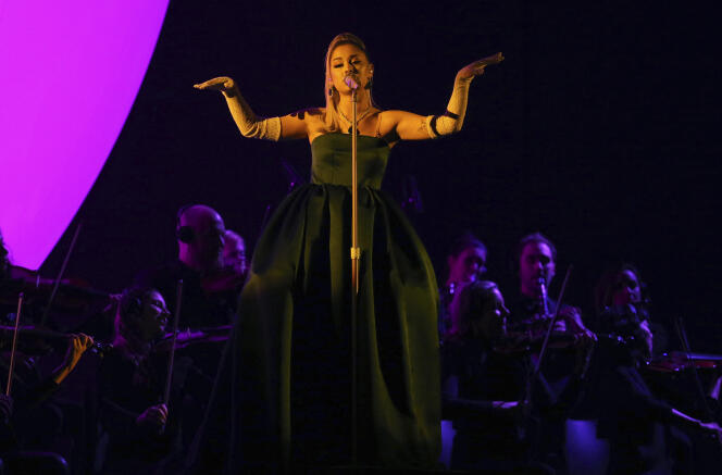Ariana Grande à la cérémonie des Grammy Awards, à Los Angeles, le 20 décembre 2020.