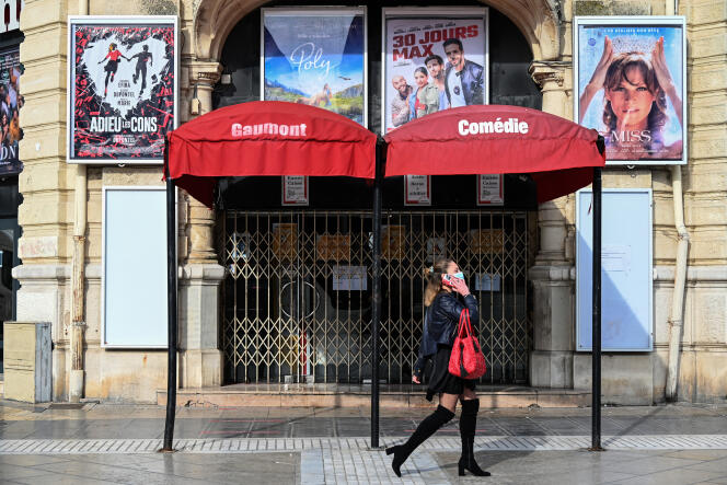 Un cinéma fermé en raison de la crise sanitaire, à Montpellier (Hérault), le 13 novembre 2020.