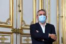 President of France's Hauts-de-France region and former Health Minister Xavier Bertrand, wearing a face mask, looks on during the signing of the "Accord Matignon-Regions" agreements, at the Matignon Hotel in Paris, on September 28, 2020. (Photo by Alain JOCARD / AFP)