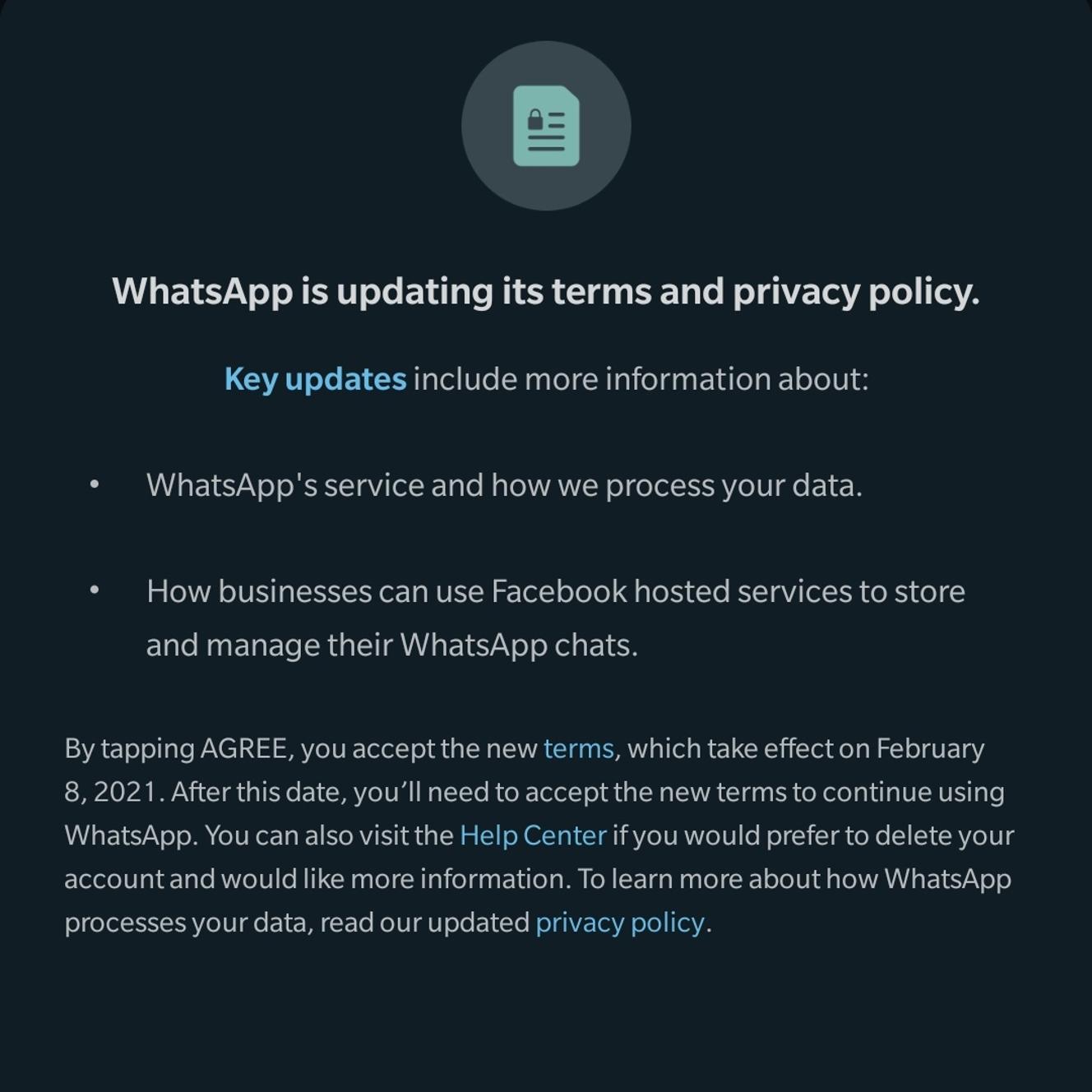 WhatsApp Terms of Service Updated.