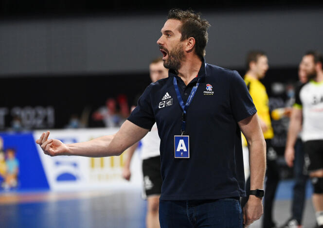 French handball coach Guillaume Gil during the match against Switzerland at the Egypt World Cup in Cairo on January 18.