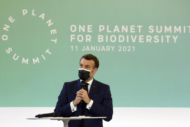 Emmanuel Macron, lors du One Planet Summit, à l’Elysée,  le 11 janvier.