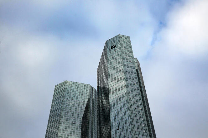Het Duitse hoofdkantoor van Deutsche Bank, in Frankfurt, West-Duitsland, op 30 januari 2020.
