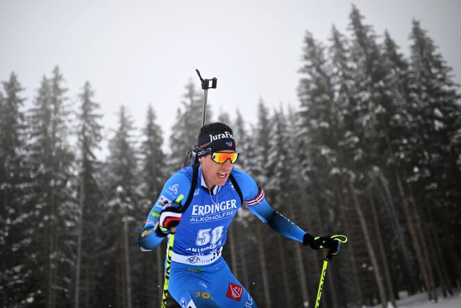 Quentin Fillon Maillet under den individuelle verdenscuppen i Antholz-Antholz, Italia 22. januar 2021.