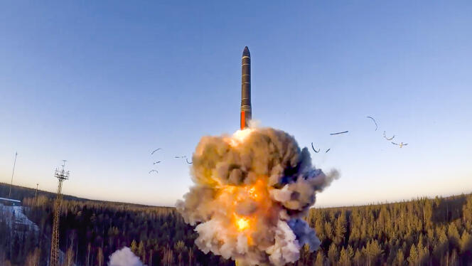 Image fournie par le ministère de la défense russe du lancement, le 9 décembre 2020, d’un missile balistique intercontinental.