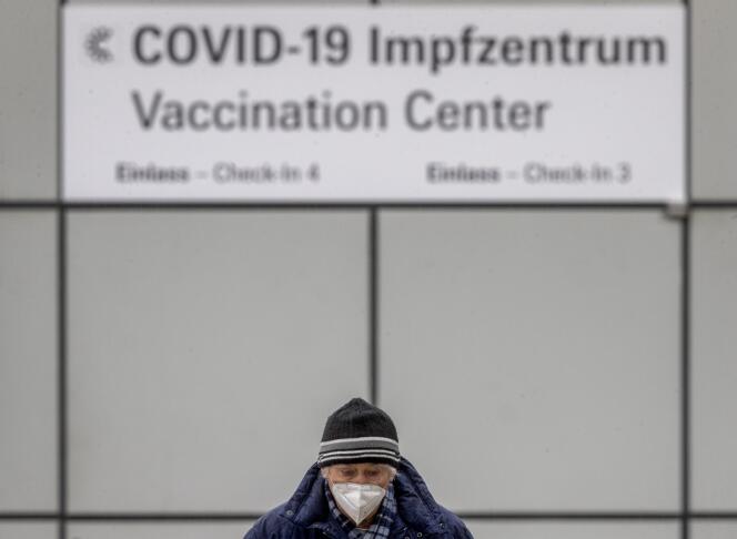 Outside a vaccination center in Frankfurt, Germany, Thursday 28 January.