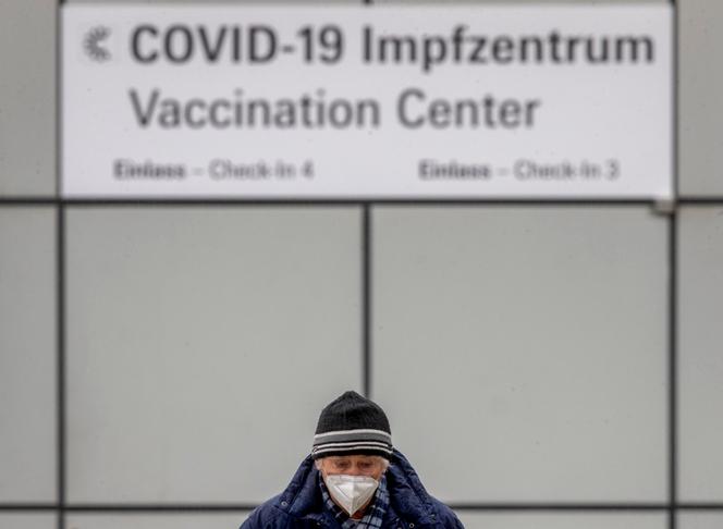 Outside a vaccination center in Frankfurt, Germany, Thursday 28 January.