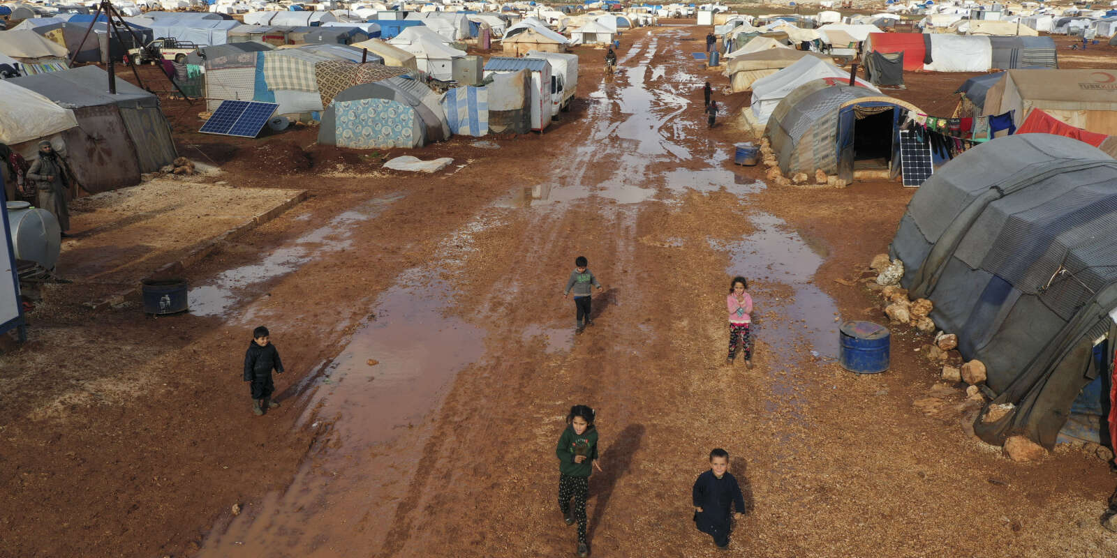 Dans un camp de déplacés près du village de Kafr Aruq , dans la province d’Idleb, le 28 janvier.