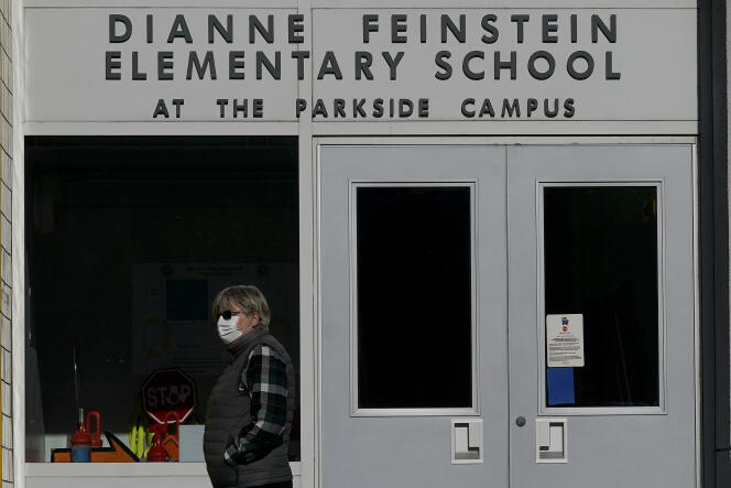 L’entrée de l’école primaire Dianne Feinstein, qui devrait être rebaptisée prochainement, à San Francisco, en décembre 2020.