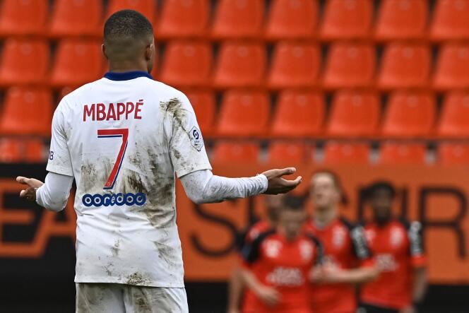 L’attaquant parisien Kylian Mbappé, sans solution contre Lorient.